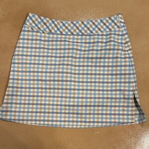 Adidas ClimaCool golf skort blue white tan gingham Skirt